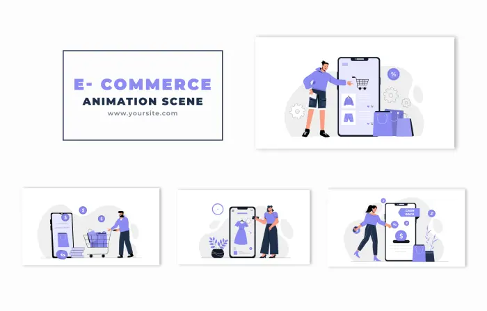 Online Shopping Concept Vector Cartoon Animation Scene